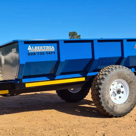 Blue trailer build by Albertinia Ingenieurswerke